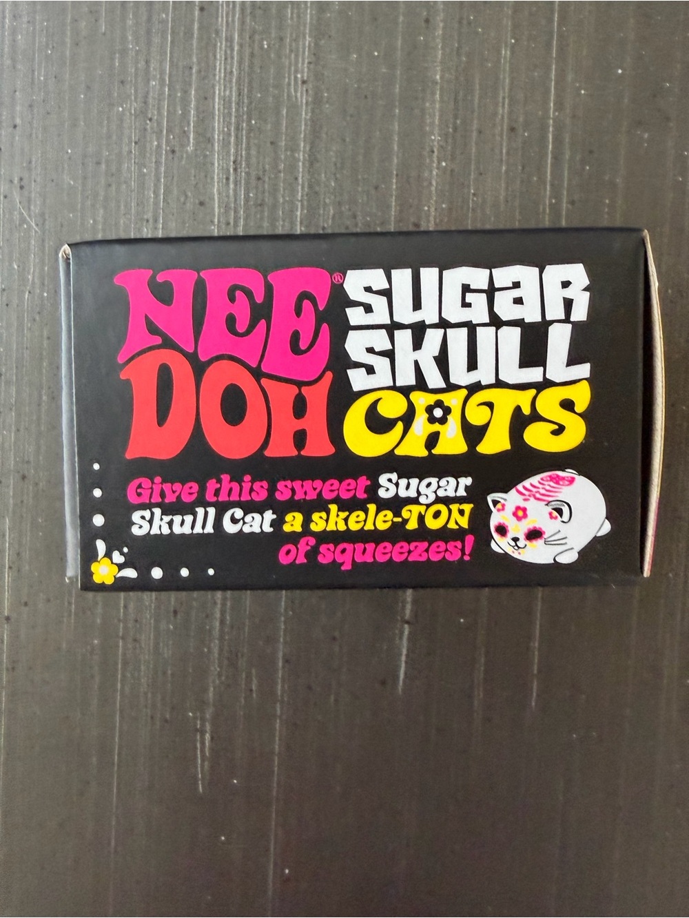 Nee Doh Sugar Skull Cats Squishy Toy - White with Purple & Yellow Accents - Picture 2 of 4